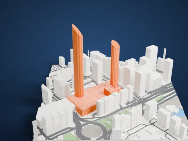 World Trade Center Abu Dhabi model, West view