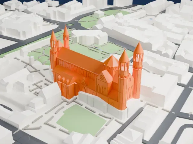 Worms Cathedral model, South view