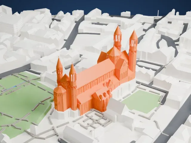 Worms Cathedral model, West view