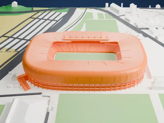 Wörthersee Stadion model, East view