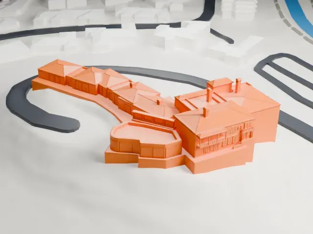 Wrigley Mansion model, East view