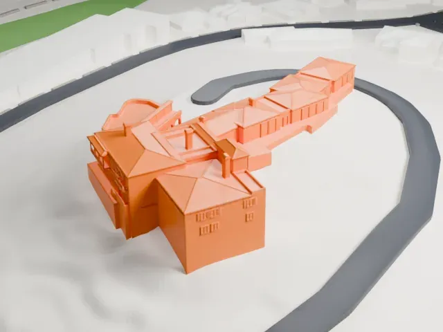Wrigley Mansion model, North view
