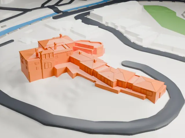 Wrigley Mansion model, West view
