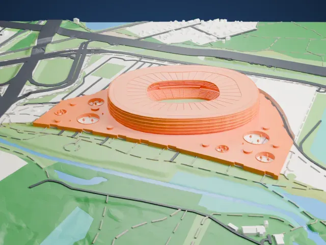 Wrocław Stadium model, East view