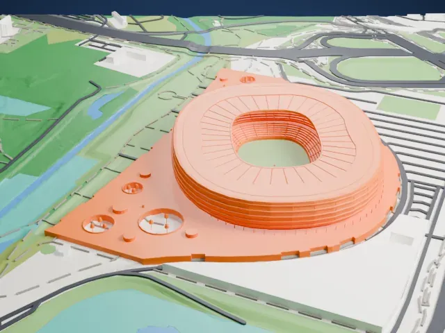 Wrocław Stadium model, North view