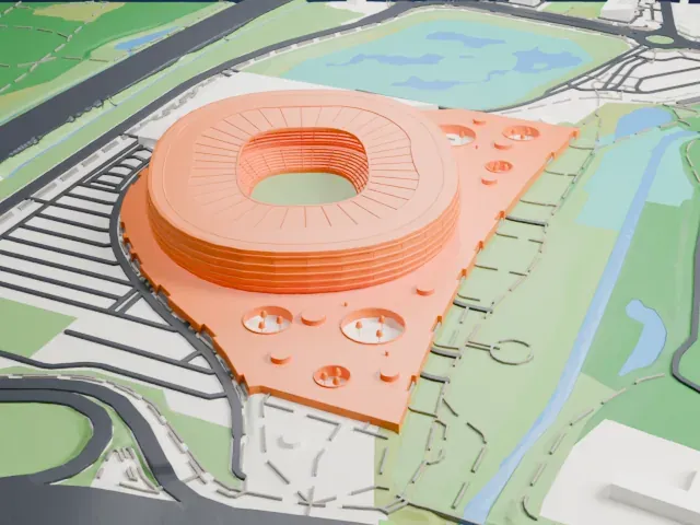 Wrocław Stadium model, South view