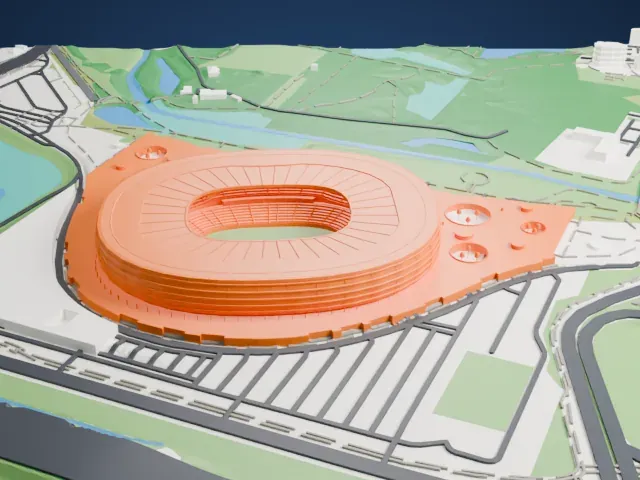 Wrocław Stadium model, West view