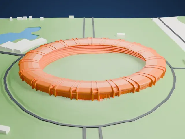 Wunna Theikdi Stadium model, West view