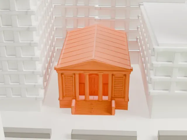 Wunsch Building model, West view
