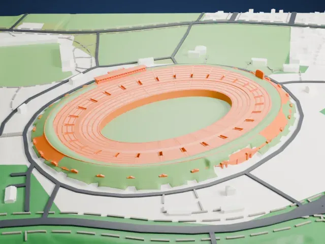 Yale Bowl model, East view