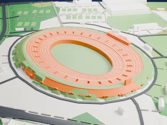 Yale Bowl model, North view