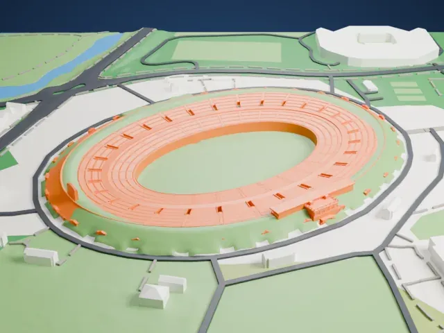Yale Bowl model, West view