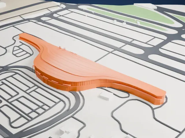 Yantai Penglai International Airport Terminal 1 model, East view