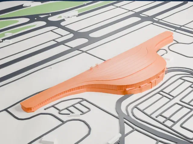 Yantai Penglai International Airport Terminal 1 model, South view