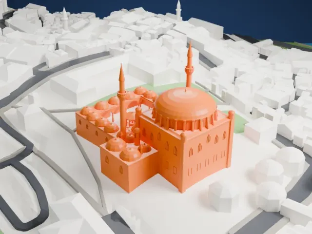 Yavuz Selim Mosque model, South view