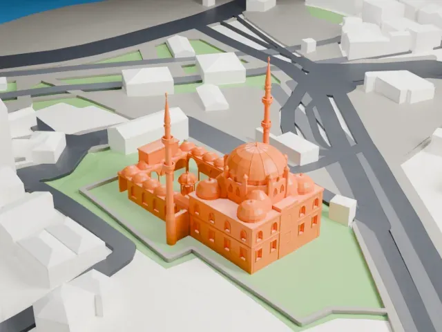 Yeni Valide Mosque model, South view
