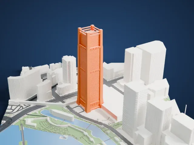 Yokohama Landmark Tower model, East view