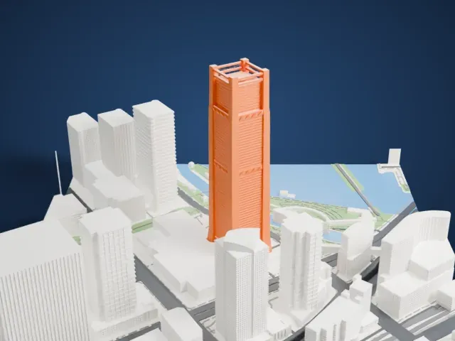 Yokohama Landmark Tower model, West view