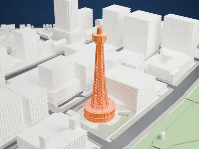 Yokohama Marine Tower model, East view