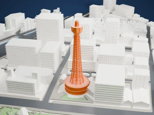 Yokohama Marine Tower model, North view