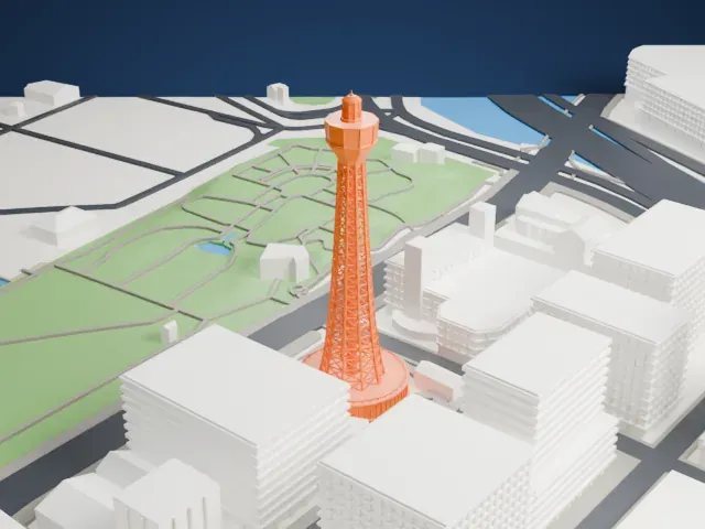 Yokohama Marine Tower model, West view