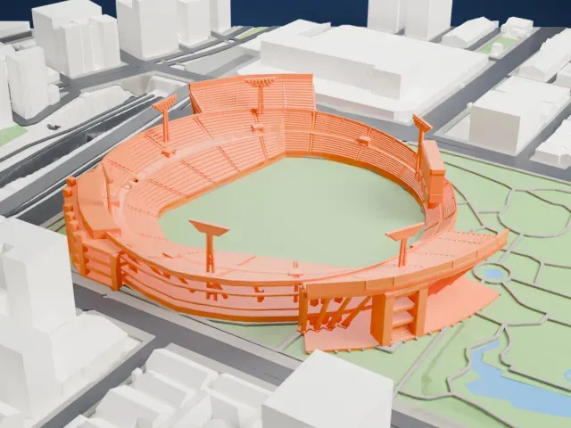 Yokohama Stadium model, East view