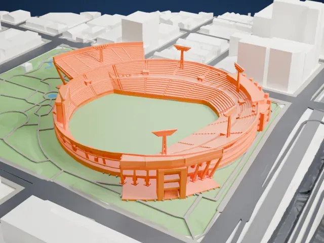 Yokohama Stadium model, West view