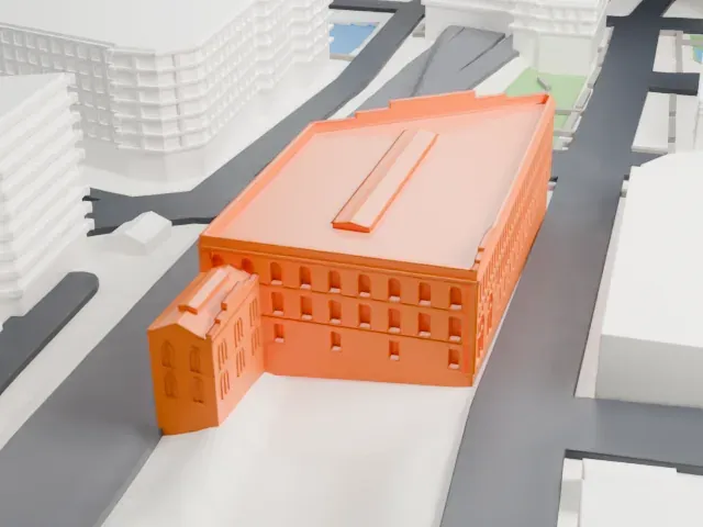 Yonkers Trolley Barn model, South view