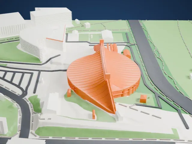 Yoyogi National Gymnasium model, East view