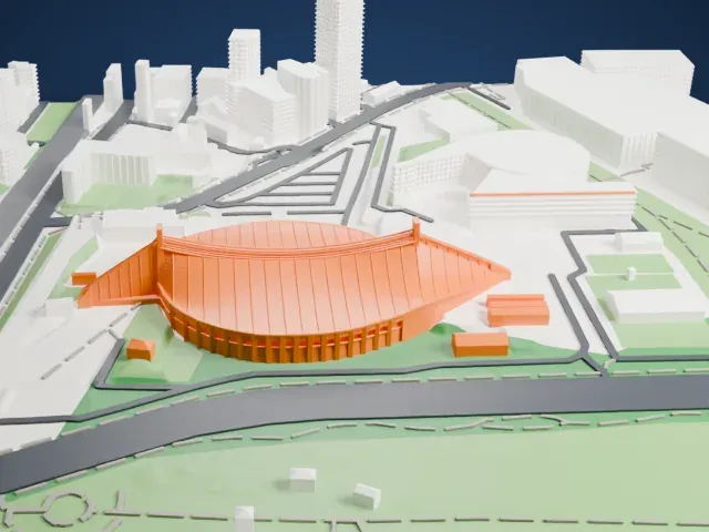 Yoyogi National Gymnasium model, North view