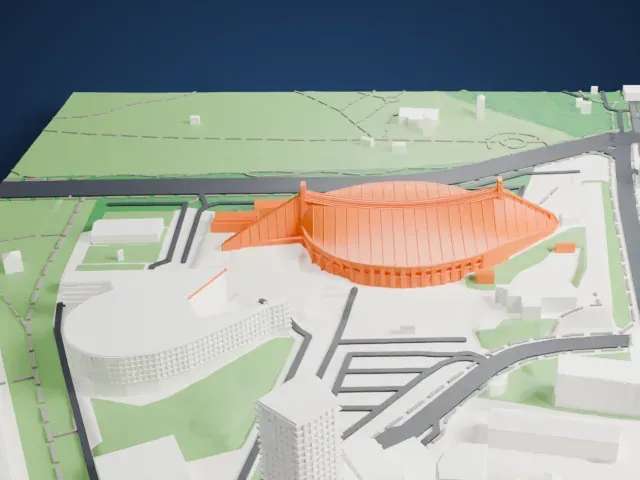 Yoyogi National Gymnasium model, South view