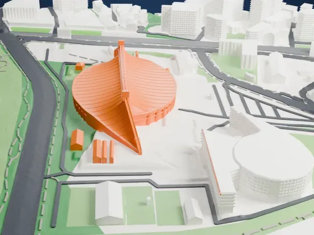 Yoyogi National Gymnasium model, West view