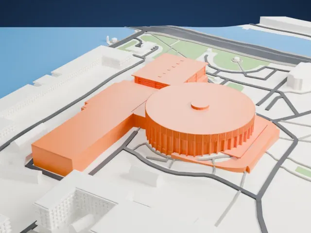 Yubileyny Sports Palace model, East view