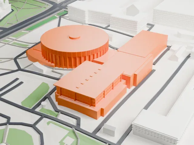 Yubileyny Sports Palace model, West view