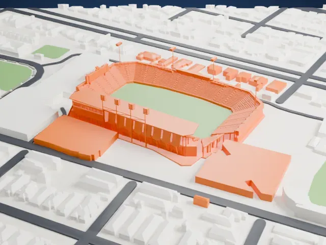 Yulman Stadium model, East view