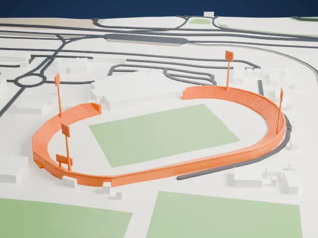 Zabeel Stadium model, East view