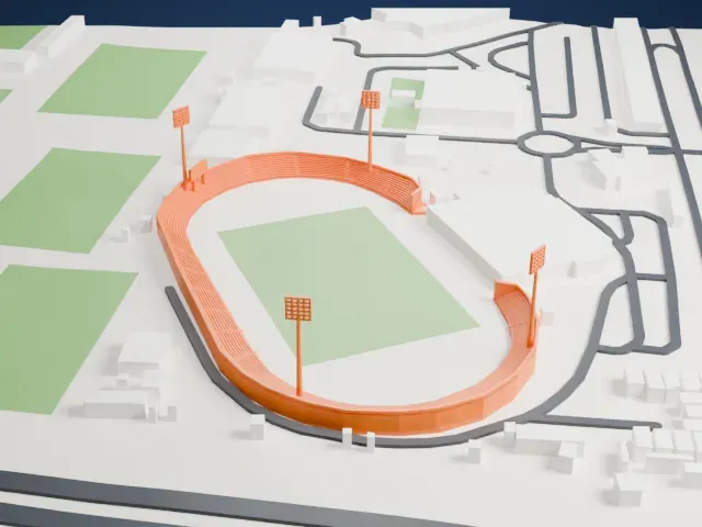 Zabeel Stadium model, North view