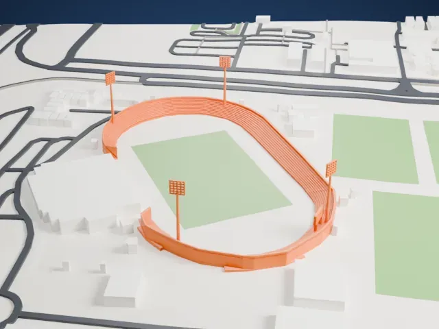 Zabeel Stadium model, South view