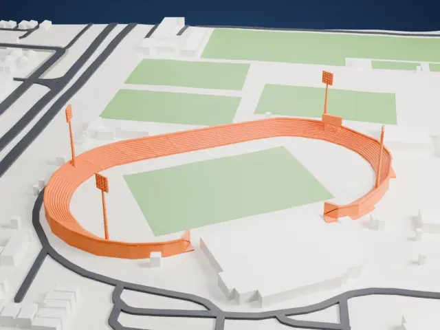 Zabeel Stadium model, West view