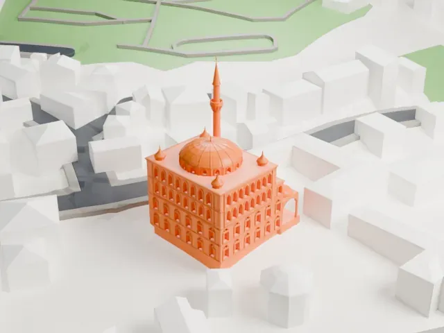 Zal Mahmud Pasha Mosque model, East view