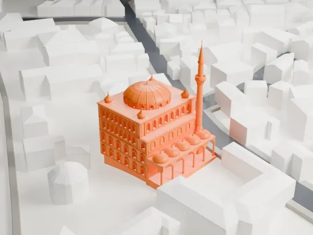Zal Mahmud Pasha Mosque model, North view