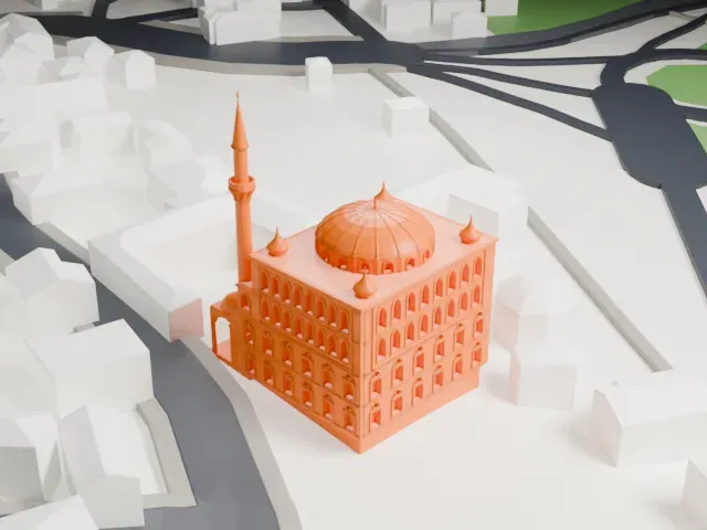 Zal Mahmud Pasha Mosque model, South view