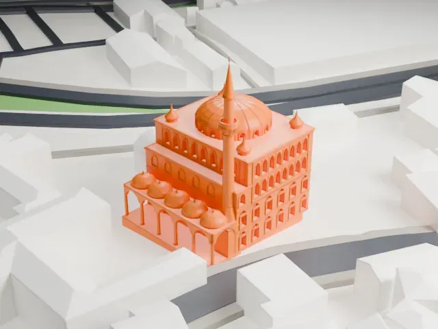 Zal Mahmud Pasha Mosque model, West view