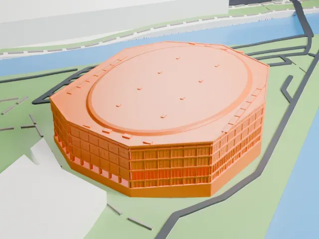 Žalgiris Arena model, West view