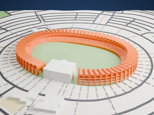 Zayed Sports City Stadium model, East view