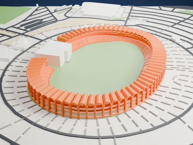 Zayed Sports City Stadium model, North view