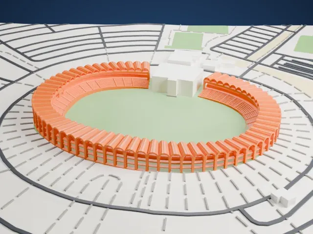 Zayed Sports City Stadium model, West view