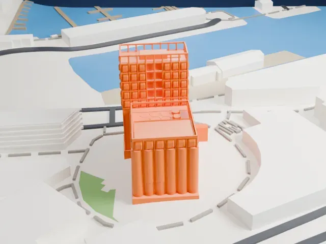 Zeitz Museum of Contemporary Art Africa model, East view