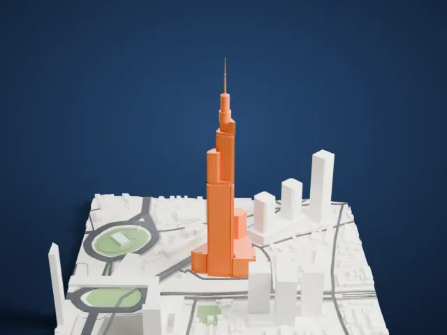 Zifeng Tower model, East view