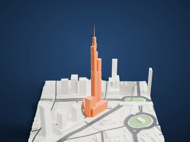 Zifeng Tower model, West view